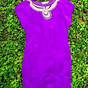 Trina Turk Silk Embroidered Embellished Mini Dress